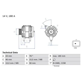 Bosch Lichtmaschine 180A Citroen Fiat Peugeot 0986082510