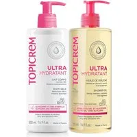 Topicrem Hautreinigungs-Set UH ULTRA MOISTURIZING MILK + SHOWER OIL CASE 2 Stück