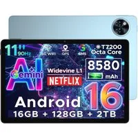 DOOGEE U11 Android Tablet 11 Zoll, 8580mAh, 4GB+128GB/2TB, Gemini AI, 90Hz Tablet (11", 4 GB, Android 16, Android 15,13MP+5MP,Octa-Core Tablets PC 2.4G/5G WLAN /Face ID)