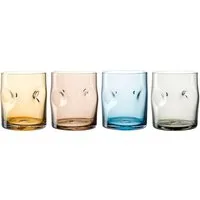 LEONARDO Gläser-Set Trinkglas VESUVIO, 300 ml, 4er-Set, 4-tlg., Glas, konische Form, markantes Design - mit Einquetschungen
