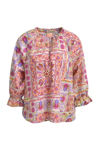 Smith&Soul - Raglan V-neck Boho Blouse lilac print - Gr. - XL