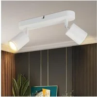 ZMH Deckenstrahler 2 Flammig - Schwarz/Weiß Deckenspots Schwenkbar 350° für Wohnzimmer, Hochwertige Material, ohne Leuchtmittel