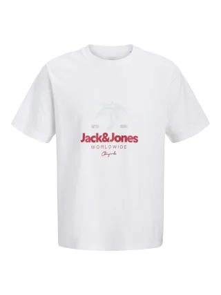 JACK&JONES - JORRIVIERA TEE SS CREW NECK FST Bright White - Gr. - XL