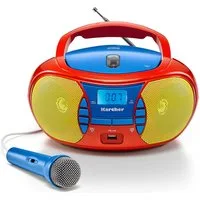 Karcher RR 5026 Boombox (UKW (FM), bunter, tragbarer CD-Player für Kinder mit UKW Radio, USB & Mikrofon)