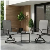 TLGREEN Gartenstuhl 360° drehbar, 2er Set Vollstahl-Teslin-Drehstuhl, (Wetterfeste Rostbeständig,bis 150 kg belastbar, 2 St), Für Terrasse Garten Balkon Bistrot