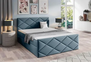 Boxspringbett Schlafzimmerbett KOSMOS 200x220cm Stoff Monolith Blaugrau