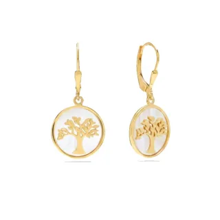 Damen Baum des Lebens Ohrringe aus 925 Sterling Silber mit Goldbeschichtung BIPE074