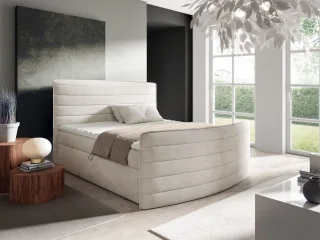 Boxspringbett Schlafzimmerbett AMBRA 160x200cm Stoff Elisa Velvet Creme