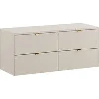 Lomadox Waschbeckenschrank DURANGO-56 Waschtischunterschrank 120cm, kaschmir, 2 Schubladen, Softclose