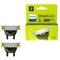 Philips Ersatzscherteil OneBlade 360, 2 St., 360-Grad-Klingen, nass und trocken einsetzbar, hält bis zu 4 Monate