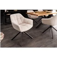 riess-ambiente Polsterstuhl PAPILLON champagner beige – Strukturstoff, mit Armlehne, Metall (Einzelartikel, 1 St), 180° drehbar & automatischer Rückführung – ideal für Esszimmer & Büro