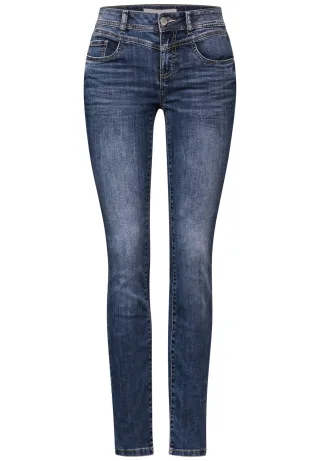 Street One - Jeans im Slim Fit mid blue wash - Gr. - 30
