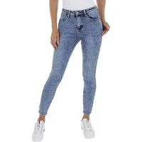 Ital-Design Skinny-fit-Jeans Damen Freizeit (80610515) Used-Look Stretch High Waist Jeans in Blau