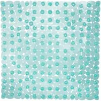 relaxdays Duschmatte Steinoptik quadratisch, Höhe 5 mm, Kunststoff, blau