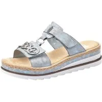 Rieker Pantolette, Plateau, Sommerschuh, Schlappen mit Strass-Stein-Verzierung