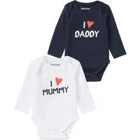 KIDSWORLD Langarmbody 2er Pack Baby-Body Sprüche, Mummy&Daddy (Packung, 2-tlg., 2) aus Bio-Baumwolle