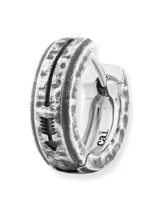 cai Single-Ohrring 925 Sterling Silber rhodinert matt oxidiert