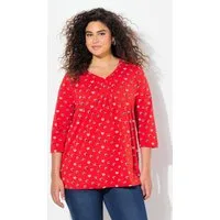 Ulla Popken T-Shirt Shirt Punkte A-Linie Zierfalten V-Ausschnitt