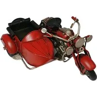 Dynasun Modellauto Car 1804D-489, (1-tlg), Motorrad SidecarRot 26,5cm aus Metall, Motorradmodell Sidecar Vintage