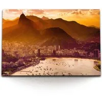Sinus Art Leinwandbild 120x80cm Wandbild auf Leinwand Bucht von Rio de Janeiro Brasilien Berg, (1 St)
