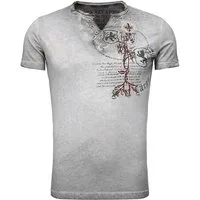 Key Largo T-Shirt T-Shirt Weapon Wappen Print Motiv vintage Look MT00733 V-Auschnitt bedruckt kurzarm slim fit