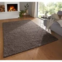 TaraCarpet Wollteppich TaraCarpet Bubble Moderner Schlingenteppich aus reiner Schurwolle, rechteckig, Höhe: 20 mm, Wollteppich braun Wohnzimmer Schlafzimmer Esszimmer Bubble ca 80x150
