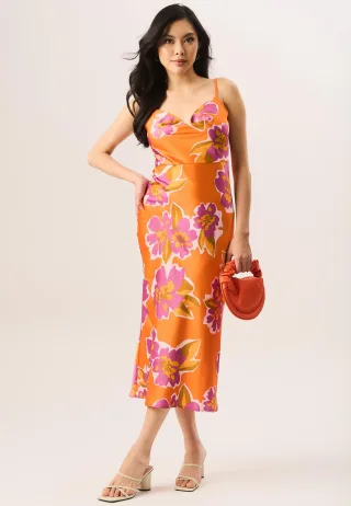 Midikleid mit Blumendruck und Rundhalsausschnitt