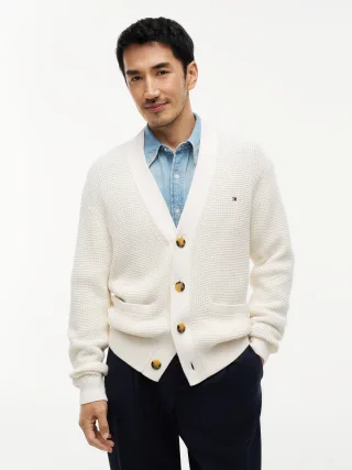 WAFFLE STRUCTURE CARDIGAN Ivory Petal - Gr. - M