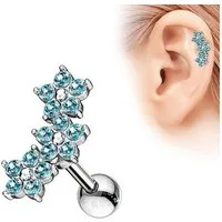Taffstyle Piercing-Set Helix Tragus Ohr Piercing Stecker mit 3 Kristall Blumen, Chirurgenstahl Helix Tragus Ohrpiercing Cartilage Stab Barbell Kugel