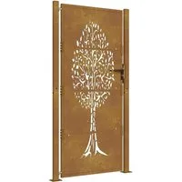 vidaXL Gartentor Gartentor 100x200 cm Cortenstahl Baumdesign