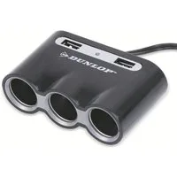 Dunlop Zigarettenanzünder-Verteiler DUNLOP Zigarettenanzünder-Verteiler, 12/24V, 3-fach, 2xUSB-Port