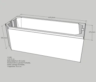 Neuesbad Wannenträger für Bette Profi-Form 170x70 Kopfende re SW10085