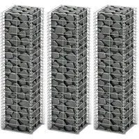 vidaXL Gartenzaun Gabionen-Set 3-tlg. Verzinkter Draht 25×25×100 cm, (3-St)