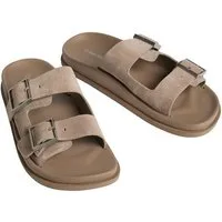 Calvin Klein CITY SANDAL BUCKLE SUEDE Pantolette Sommerschuh, Flats mit Schnallenverschluss