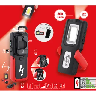 KS Tools Mobile Werkstatt-Handlampe, knickbar, 500 Lumen - 150.4510