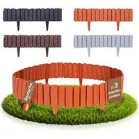 BooGardi Beetumrandung Rasenkante Kunststoff · Holzoptik · Beetbegrenzung in 4 Farben, LxH: 286x12,5 cm, 5 Stück (2,86 m) Beeteinfassung · flexible Mähkante · Terrakotta, Palisade für Beet & Garten · Gartenzaun · Beetabgrenzung · Blumenbeet