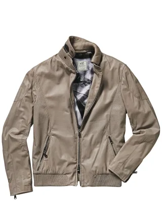 Heinz Bauer Manufakt Herren Lederjacke Donnington Grau Obermaterial: Lammleder