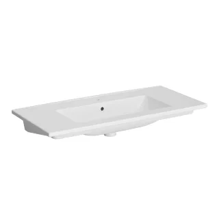 VitrA New S20 Square Möbelwaschtisch mit Hahnloch mittig 100 x 46 x 17 Weiß Hochglanz,7678B003-0001 7678B003-0001