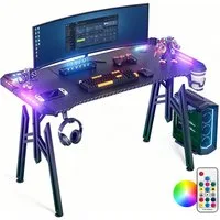 FIVMEN Computertisch Gaming Schreibtisch mit LED M-Frame Computer Tisch Gamingtisch