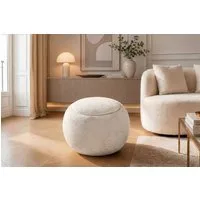 riess-ambiente Couchtisch ORBIT 50cm beige - Bouclé, mit Tablett & Stauraum, Schaumstoff, rund (Einzelartikel), Scandi Beistelltisch - ideal für Wohn- und Esszimmer oder TV-Ecke