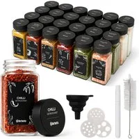 CLP Aufbewahrungsbox Gewürzgläser (Kombi Set), 24er Set je 120ml, mit Streueinsätzen und Etiketten