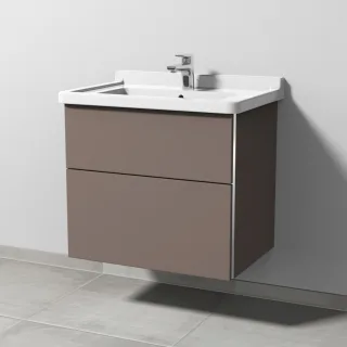 Sanipa 3way Waschtischunterbau zu Duravit Starck 3 Waschtisch mit 2 Auszügen, Taupe-Matt BP7101T