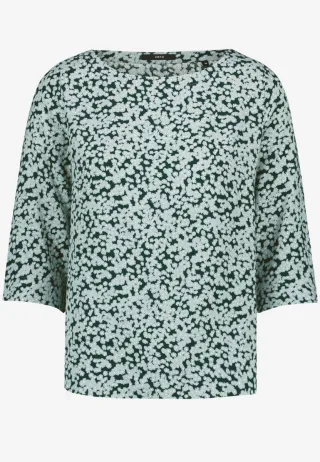 zero - Bluse mit Allover-Muster und 3/4-Ärmeln blau/grün - Gr. - 34
