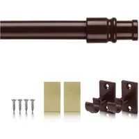 Bestlivings Caféhausstange aus Edelstahl für Bistro-, Scheiben- oder Küchengardinen, Ø 12 mm, 1-läufig, ausziehbar, ohne Bohren, geklebt, geklemmt, verschraubt, Metall, inkl. Trägerhaken, Selbstklebepads & Schrauben