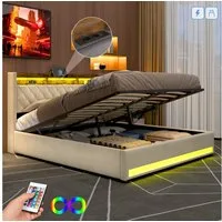 STILVORA Polsterbett mit bettkasten,Stauraumbett Boxspringbett 180×200 mit USB & LED-Licht (Funktionbett mit Hydraulikstange,Tragfähigkeit: 200kg, Strapazierfähig und schmutzabweisend,verschiedenen Farben,Metallrahmen), Bettgestell mit Lattenrost,Beq