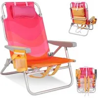 HOMECALL Klappstuhl Strandstuhl Leicht Klappbar Camping, 5-fach verstellbare Rückenlehne (Bis150KG Aluminiumrahmen, groBe Kuhitasche und Aufbewahrungstasche, 1 St), Seitentaschen, Kopfstütze, Schultergurten, Handtuchhalter