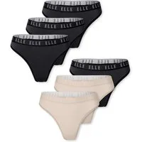 Elle Tanga Thong - ELLE LOGO (6-St) unterhose unterwäsche tanga
