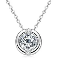 ROUGEMONT Silberkette Funkelnde Moissanit Halskette 1,0ct 925 Silber +Zertifikat, Echtschmuck mit Echtheitszertifikat