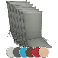 sunnypillow Liegenauflage Polsterauflagen Gartenstuhlauflage 120 x 50 extra Dicke 9cm, 6er Set Anthrazit