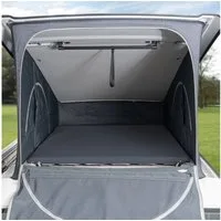BLACK FOREST FOX Spannbettlaken Spannbettlaken VW T7 California Aufstelldach Lycra OEKO-TEX® Grau, Baumwolle, Gummizug: rundum, passgenau